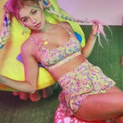 Dippin Daisies Clothing Recycled Fabric Magic Mushroom Underboob Crop Top