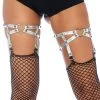 Leg Avenue Accessories Holographic Studded Heart Leg Garters
