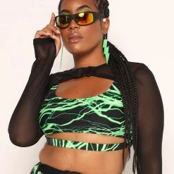 Dippin Daisies New Arrivals Lightning Speed Neon Underboob Cutout Top