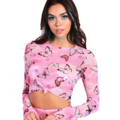 Cherry Mellow, Inc. A Beautiful Fleeting Moment Mesh Long Sleeve Top