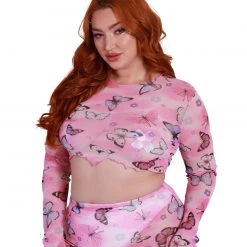 Cherry Mellow, Inc. A Beautiful Fleeting Moment Mesh Long Sleeve Top