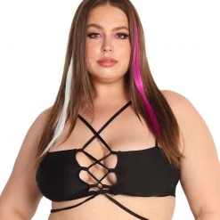 OhYes Angel Of The Night Lace-Up Crop Top Clothing