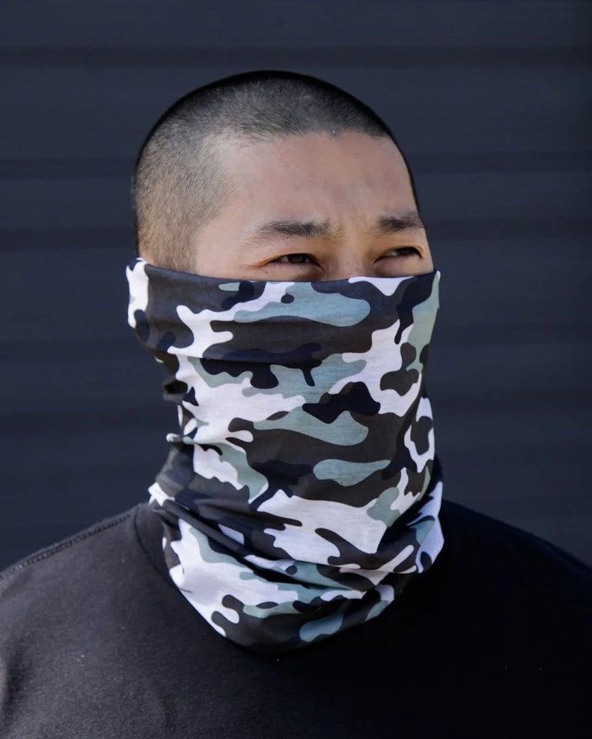INTO THE AM Black Camo Seamless Mask Bandana Masks & Bandanas
