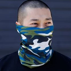 INTO THE AM Blue Camo Seamless Mask Bandana
