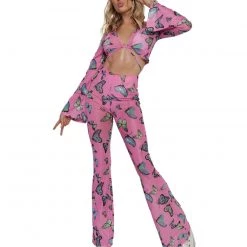 Cherry Mellow, Inc. Butterfly Groove Mesh Bell Bottoms