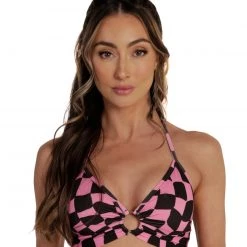 Cherry Mellow, Inc. Challenge Accepted Checkered Crop Top