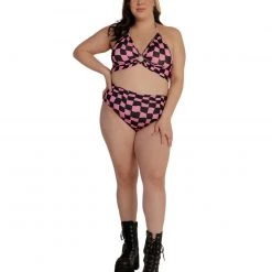 Cherry Mellow, Inc. Challenge Accepted Checkered Crop Top