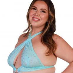 OhYes Cotton Candy Craze Rhinestone O-Ring Halter Top Tops