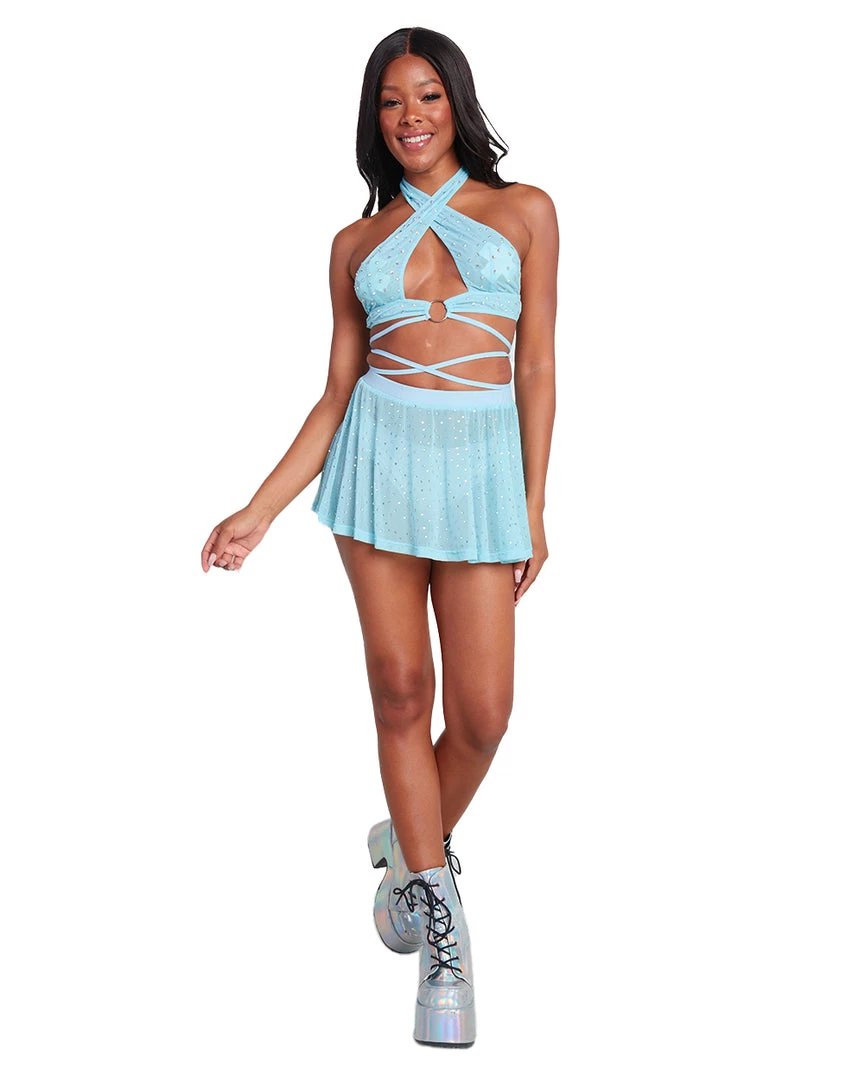 OhYes Cotton Candy Craze Rhinestone O-Ring Halter Top Tops