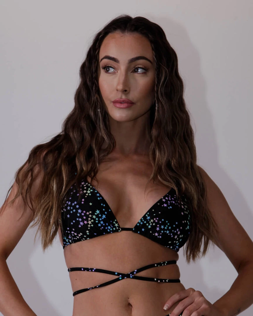 Dippin Daisies Clothing Dazzling Stars Reflective Triangle Top