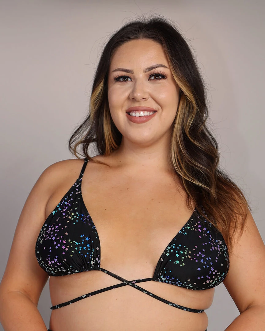 Dippin Daisies Clothing Dazzling Stars Reflective Triangle Top