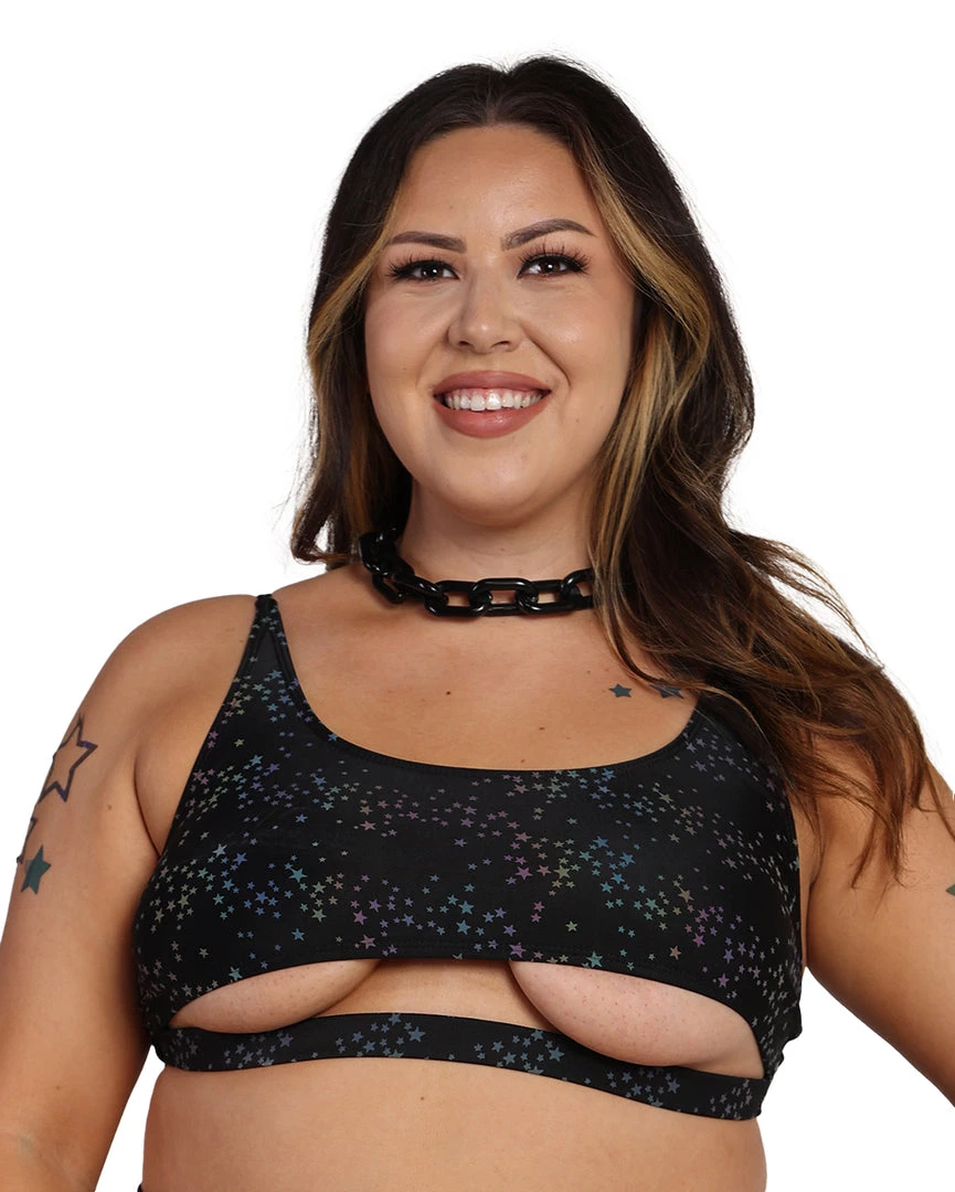 Dippin Daisies Dazzling Stars Reflective Underboob Top Clothing