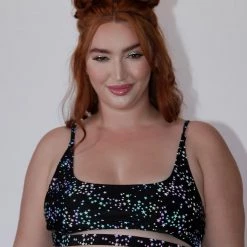 Dippin Daisies Dazzling Stars Reflective Underboob Top Clothing