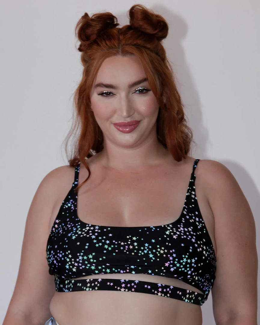 Dippin Daisies Dazzling Stars Reflective Underboob Top Clothing