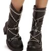 Demonia Can't Escape Metal Chain Platform Boots Shoes