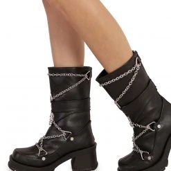 Demonia Can't Escape Metal Chain Platform Boots Shoes