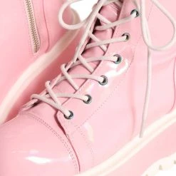 Demonia Life In Pink Holo Lace-Up Platform Boots New Arrivals