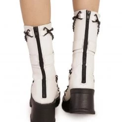 Demonia No Trespassing Metal Chain Platform Boots Shoes