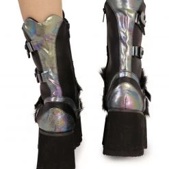 Shoes Demonia Rainbow Foil Platform Boots