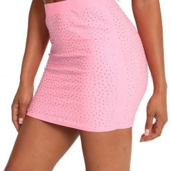 Hot & Delicious Black Bead Ever Sparkling Rhinestone Mini Skirt