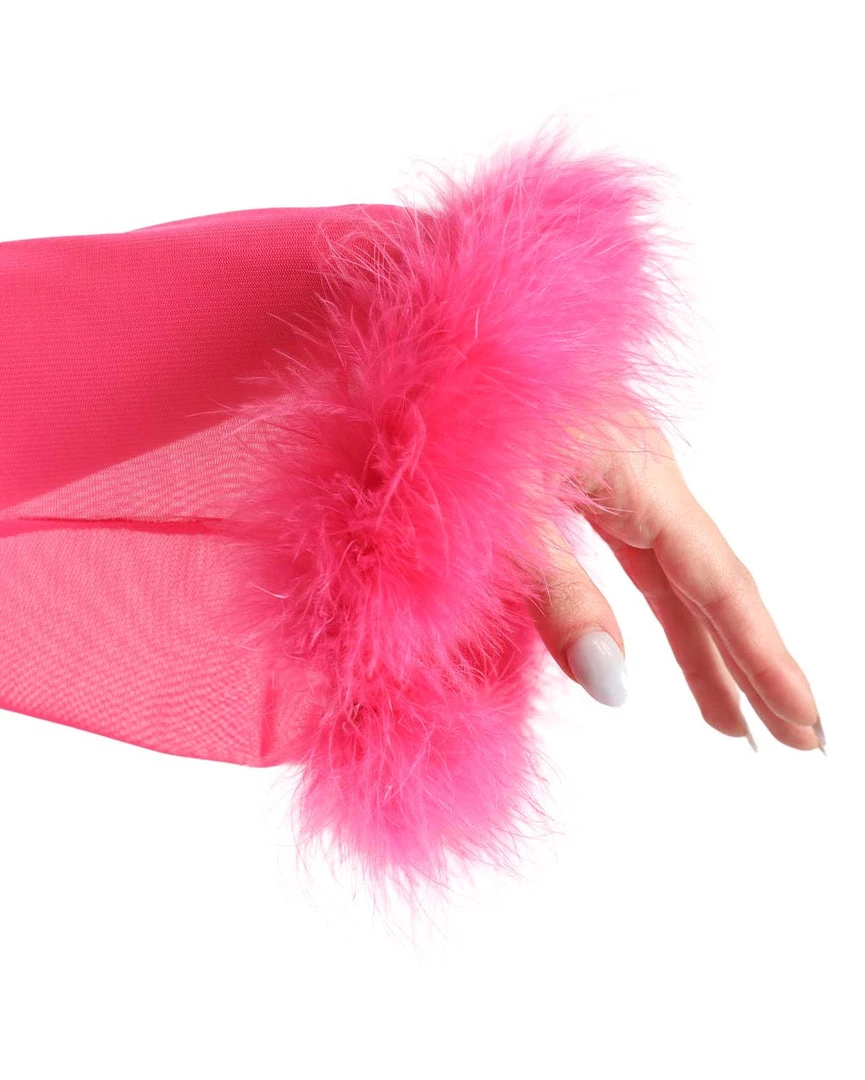 Charming Bunny New Arrivals Fabulicious Marabou Long Sleeve Crop Top