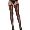 Leg Avenue Faux Lace Up Stockings With Attached Garter Belt