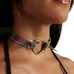 Funkplus Inc. Accessories Feel My Luv Holographic Spiked Choker