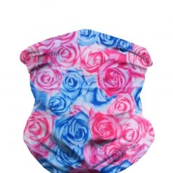 INTO THE AM Masks & Bandanas Field Of Roses Seamless Mask Bandana - Blue/Pink