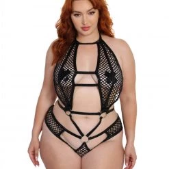 Music Legs Frisky Kitty Strappy Bodysuit