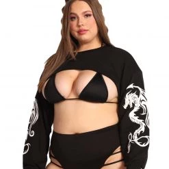 Rock & Rose Clothing Glowing Dragon Long Sleeve Ultra Crop