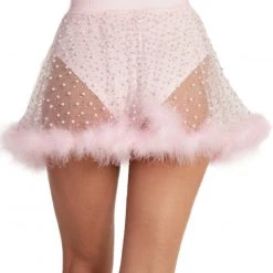 Hot & Delicious Black Bead Clothing Happy Ever After Marabou Mesh Skirt