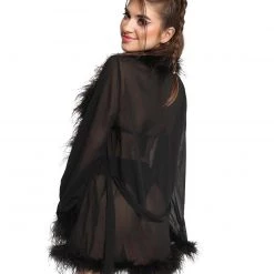 Hot & Delicious Black Bead Heavenly Bliss Marabou Mesh Cover Up