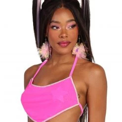 OhYes Hot Pink Frequency Rhinestone Halter Top