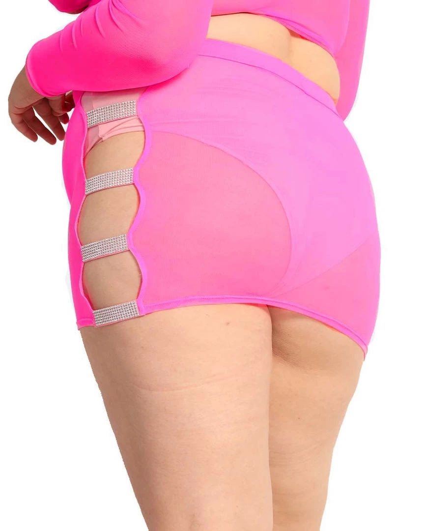 OhYes Hot Pink Frequency Rhinestone Mini Skirt