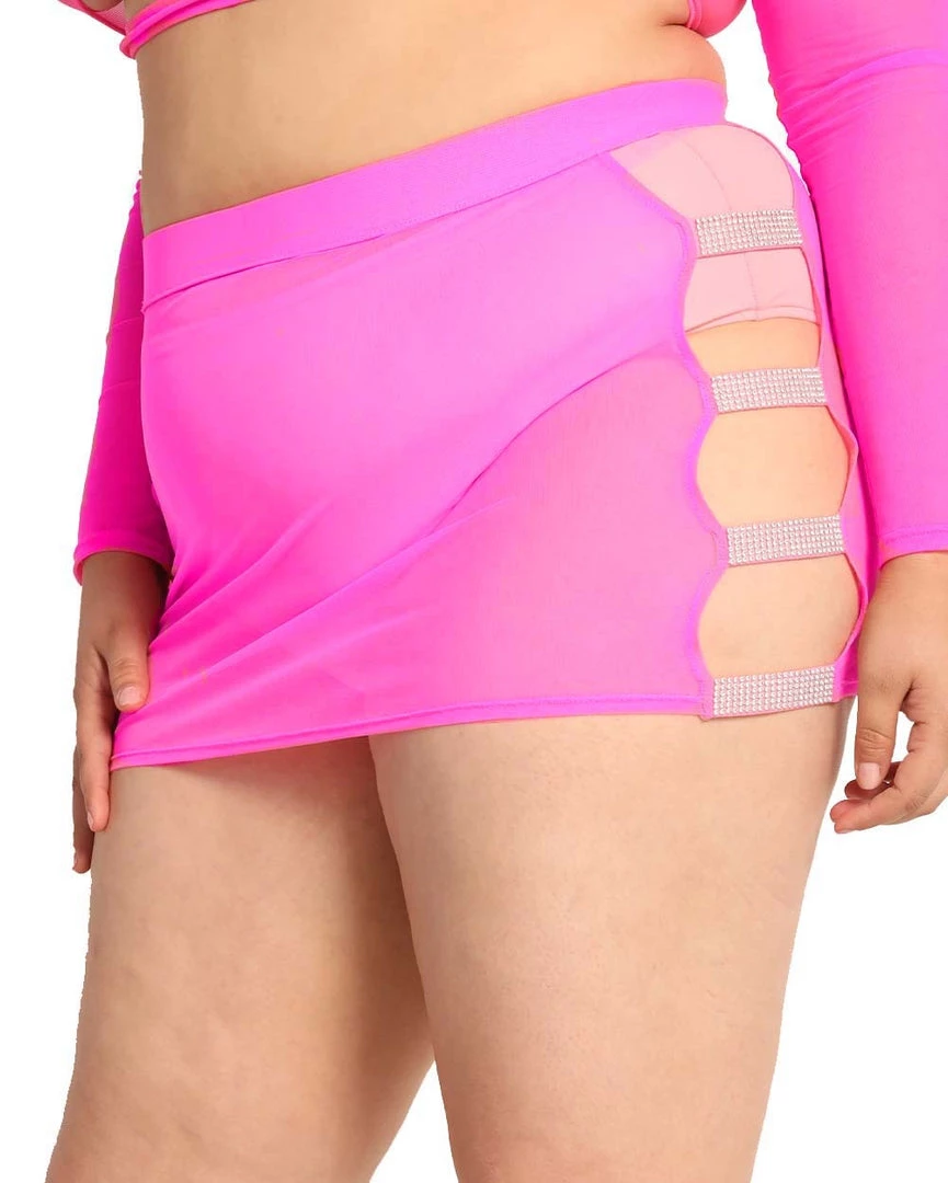 OhYes Hot Pink Frequency Rhinestone Mini Skirt