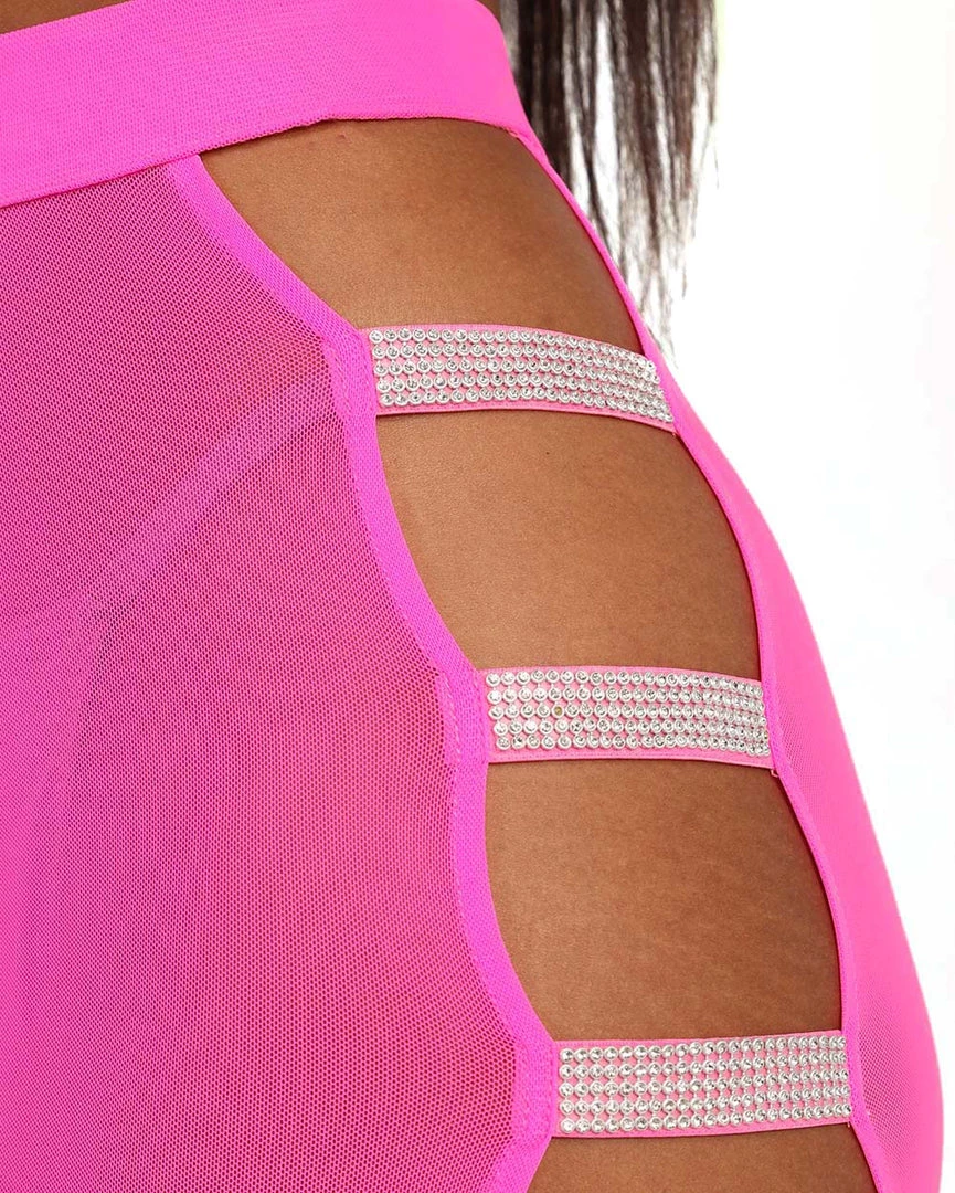 OhYes Hot Pink Frequency Rhinestone Mini Skirt