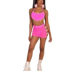 OhYes Hot Pink Frequency Rhinestone Mini Skirt