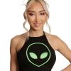 Rock & Rose Clothing I Come In Peace Alien Halter Top