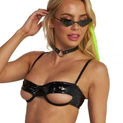 OhYes Clothing In Charge Of Looks Vinyl Underboob Top