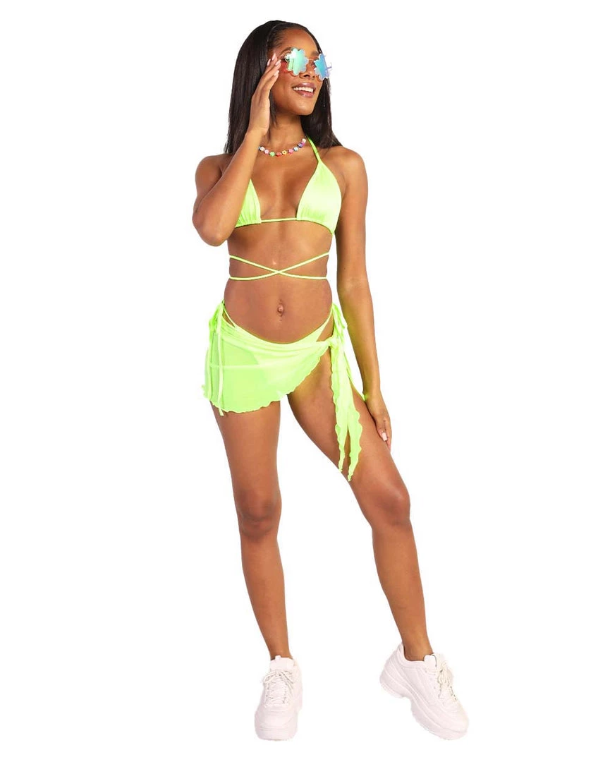 Hot & Delicious Black Bead Bottoms Juicy BB Mesh Side Tie Mini Skirt