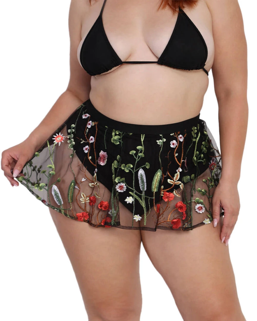 OhYes Lace Flowerfields Mesh Mini Skirt Bottoms