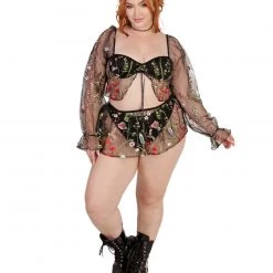 OhYes Lace Flowerfields Mesh Ultra Mini Skirt Bottoms