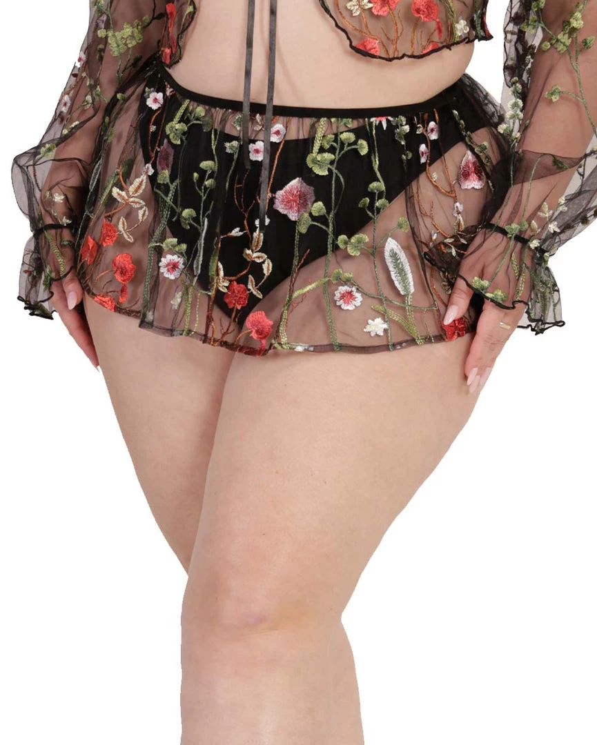 OhYes Lace Flowerfields Mesh Ultra Mini Skirt Bottoms