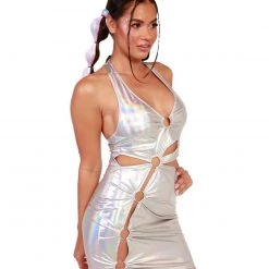 Hot & Delicious Black Bead Clothing Light It Up Holo O-Ring Dress