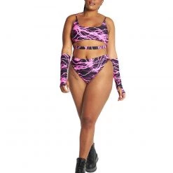 Dippin Daisies New Arrivals Lightning Speed Neon Underboob Cutout Top