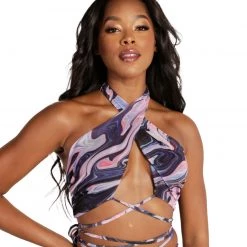 Hot & Delicious Black Bead Clothing Liquid Craze Wrap-Around Top