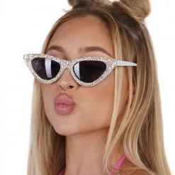 Ole Accessories Livin' The Glam Life Rhinestone Cat Eye Sunglasses