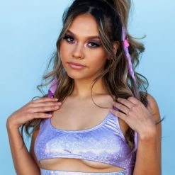 Dippin Daisies Clothing Lavender Dreamz Holo Sporty Crop Top