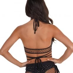 OhYes Clothing Midnight Sparkle Rhinestone Wrap Around Top