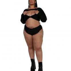 OhYes Starry Nights Rhinestone-Studded Chain Hi-Waist Bottoms